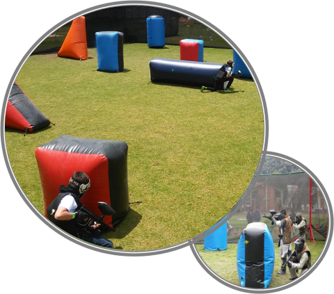 Volúmenes inflables de diferentes tamaños que van de 15 X 30 m hasta los 40 X 60 m 